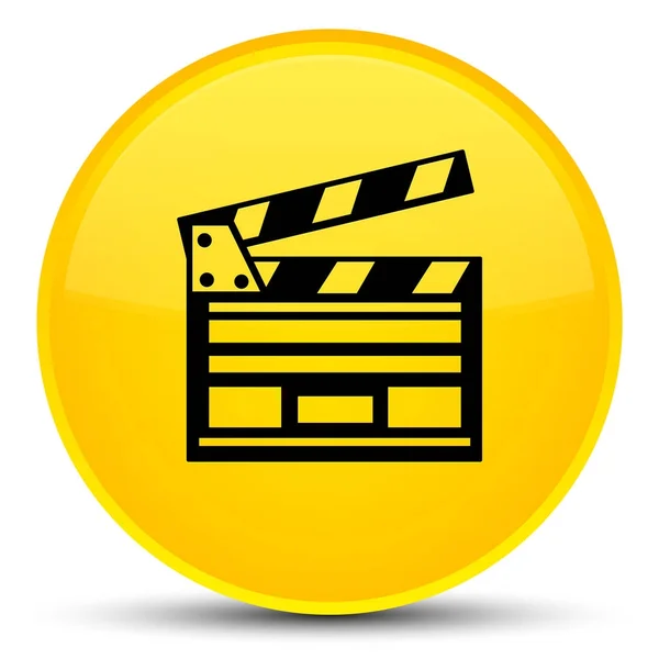 Піктограма кліпу фільму спеціальна жовта кругла кнопка — стокове фото