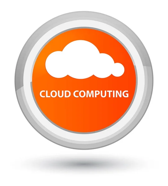 Cloud computing primo pulsante arancio rotondato — Foto Stock