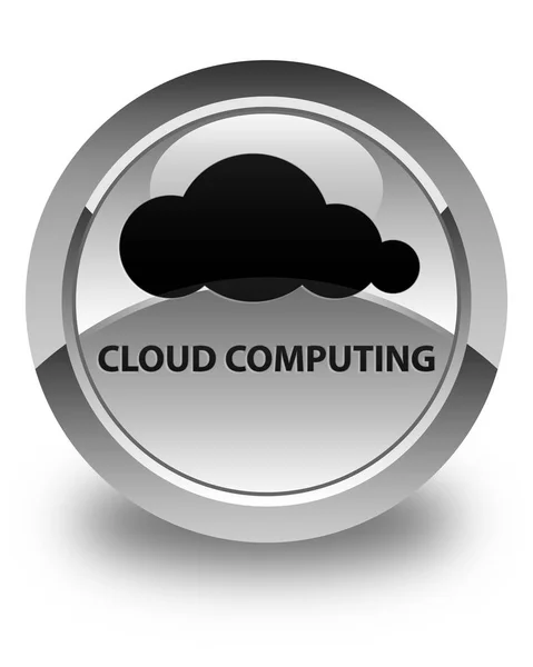 Cloud computing bianco lucido pulsante rotondo — Foto Stock