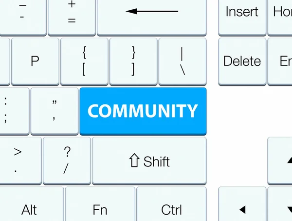 Közösségi cián kék billentyűzet gombra — Stock Fotó