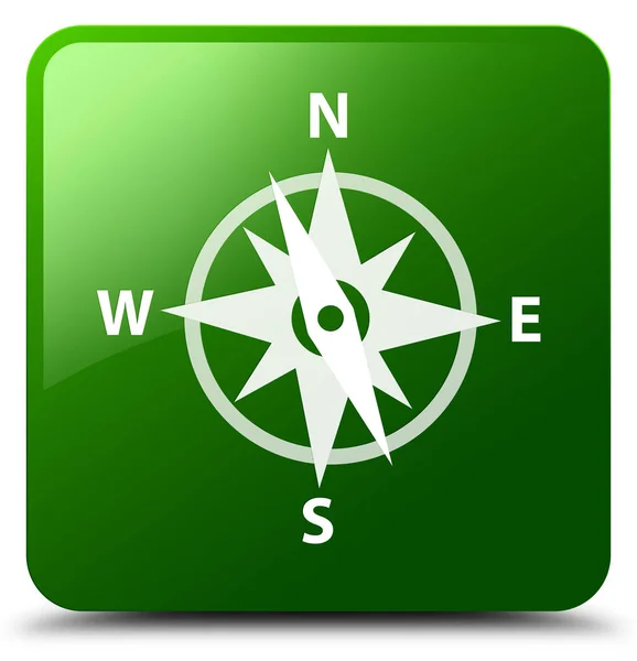 Pusula simgesini yeşil kare düğme — Stok fotoğraf