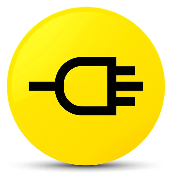 Conectar ícone amarelo botão redondo — Fotografia de Stock