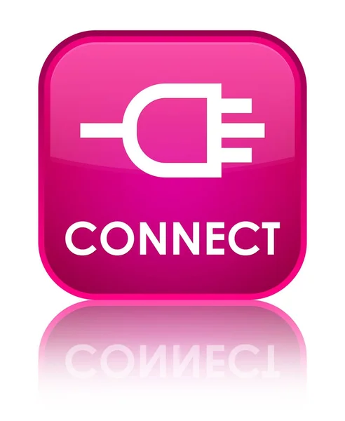 Speciální růžové čtvercové tlačítko připojení — Stock fotografie