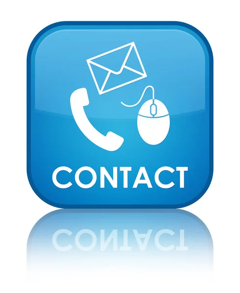Kontakt (e-mail a myši ikonu telefonu) azurová modrá zvláštní čtvercová bu — Stock fotografie
