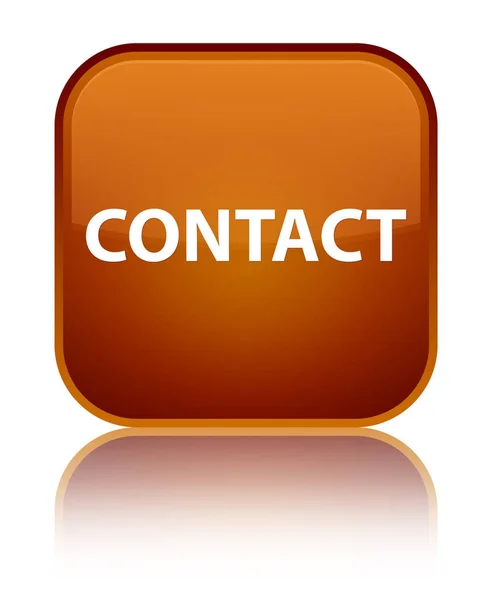 İletişim özel kahverengi kare düğme — Stok fotoğraf
