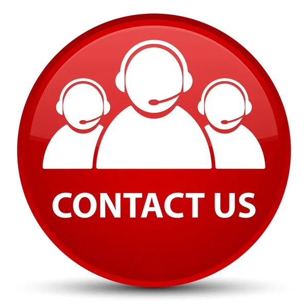 Επικοινωνήστε μαζί μας (εικονίδιο ομάδας φροντίδας πελατών) ειδικό κόκκινο στρογγυλό κουμπί — Φωτογραφία Αρχείου