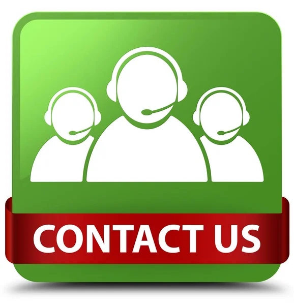 Kontakta oss (customer care team ikon) mjuka gröna fyrkantiga knappen re — Stockfoto