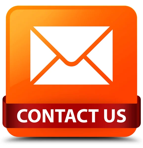 Kontakt (e-mail ikona) pomarańczowy przycisk kwadratowy czerwoną wstążką w najspokojniejszej — Zdjęcie stockowe