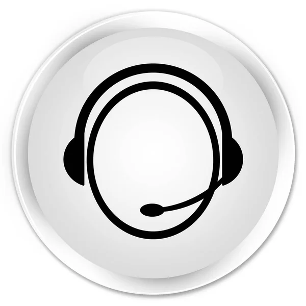Белая круглая кнопка для обслуживания клиентов — стоковое фото