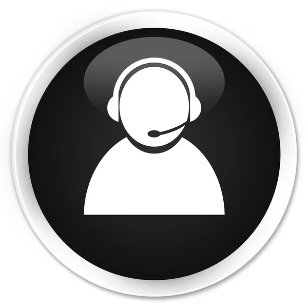 Pulsante rotondo nero premium dell'icona del servizio clienti — Foto Stock