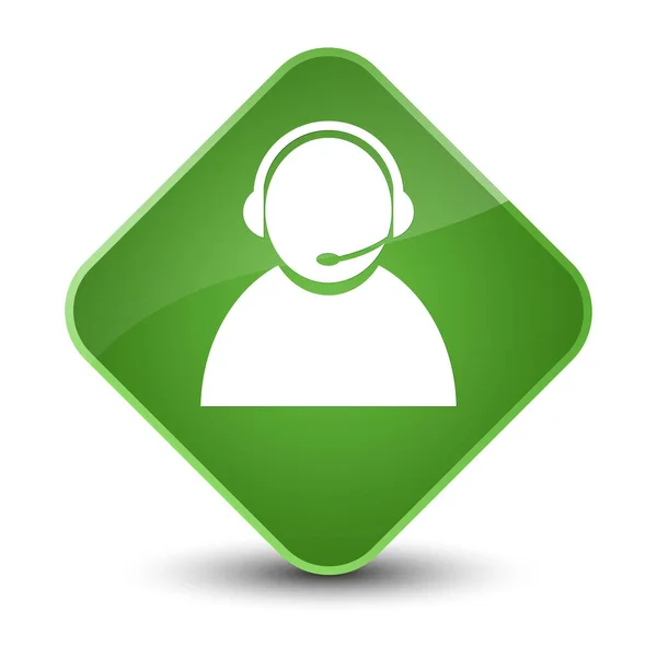 Customer care icon elegant soft green diamond button — Stock Photo, Image