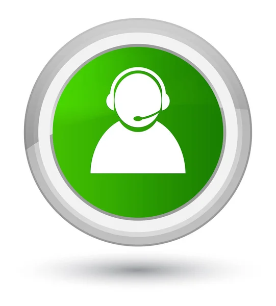 Icona di assistenza clienti primo pulsante rotondo verde — Foto Stock