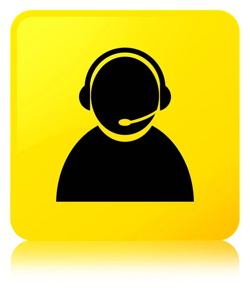 Customer care icon yellow square button — Stock Photo, Image