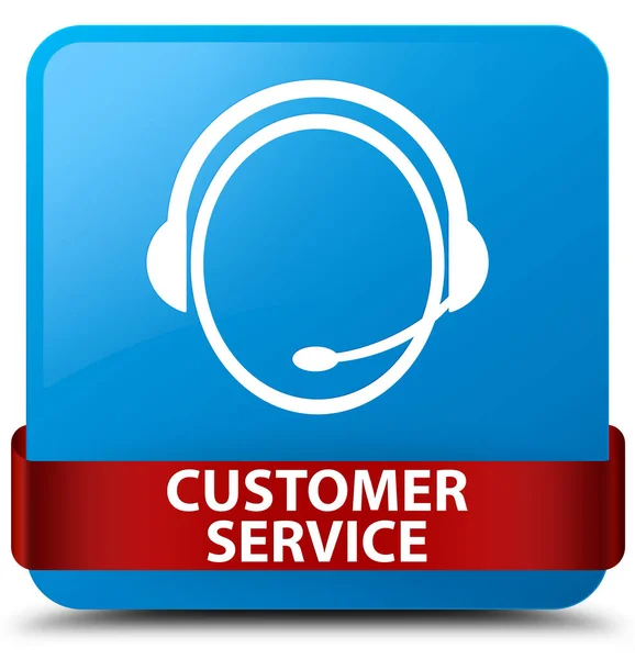 Customer service (customer care icon) cyan blue square button re — Stock Photo, Image