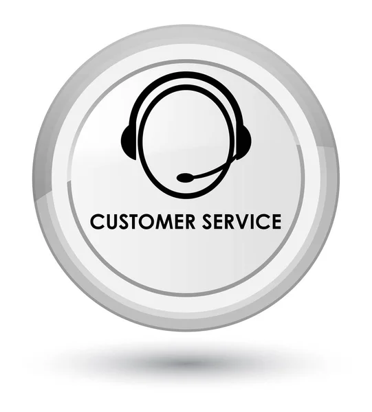 Atendimento ao cliente (ícone de atendimento ao cliente) botão redondo branco principal — Fotografia de Stock