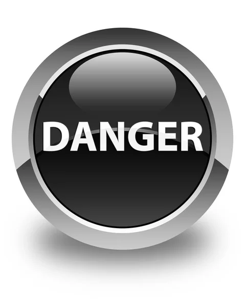 Danger glossy black round button — Stock Photo, Image