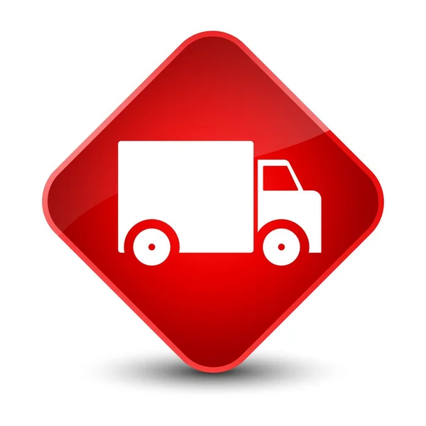 送货卡车图标优雅红色菱形按钮 — 图库照片