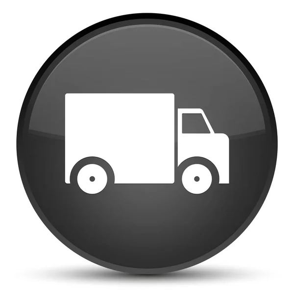 Dostawy samochodów ciężarowych ikonę specjalne czarny okrągły przycisk — Zdjęcie stockowe