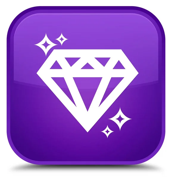Icône diamant bouton carré violet spécial — Photo