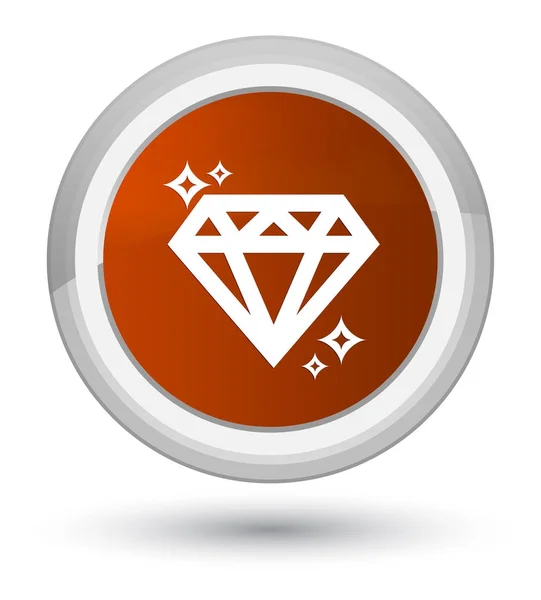 Diamante icona marrone primo pulsante rotondo — Foto Stock