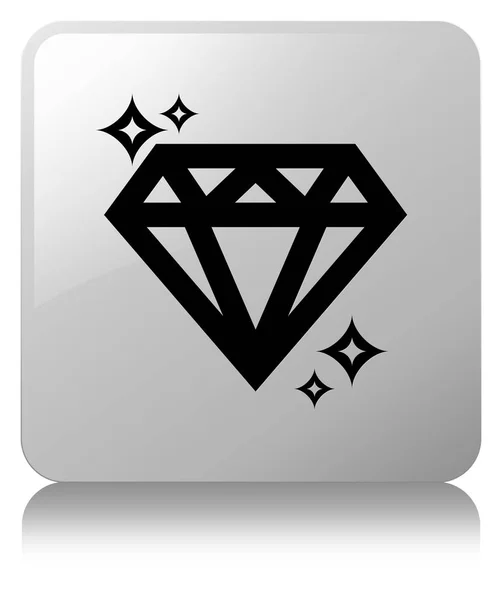 Diamant-Symbol weißer quadratischer Knopf — Stockfoto