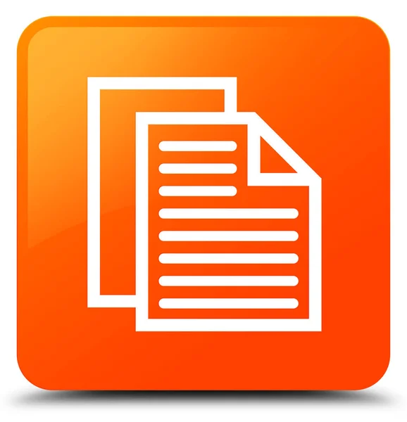 Belge sayfaları simgesi turuncu kare düğme — Stok fotoğraf