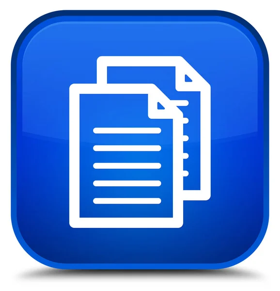 Піктограма документа спеціальна синя квадратна кнопка — стокове фото