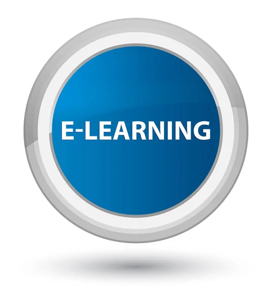 E-learning prim albastru rotund buton — Fotografie, imagine de stoc