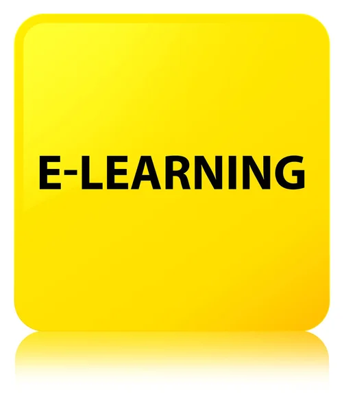 E ラーニングの黄色い四角ボタン — ストック写真
