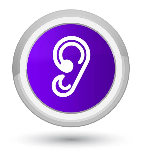 Icona dell'orecchio primo pulsante rotondo viola — Foto Stock