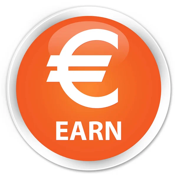 Earn (euro sign) premium orange round button — Stock Photo, Image