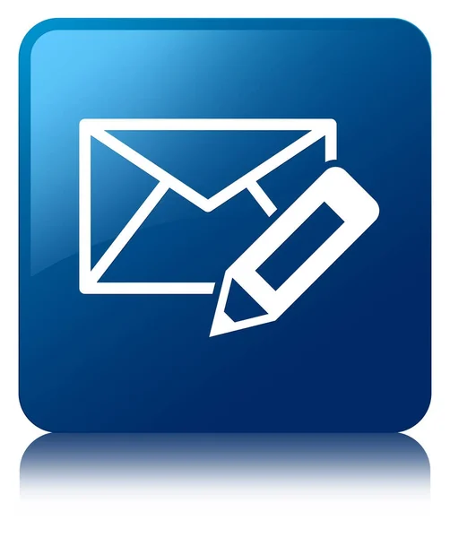 Elektronikus levél ikon kék négyzet gomb szerkesztése — Stock Fotó