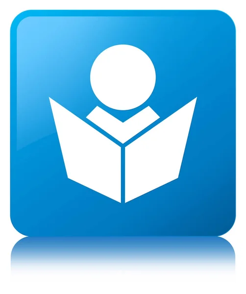 Icono de aprendizaje electrónico botón cuadrado azul cian —  Fotos de Stock