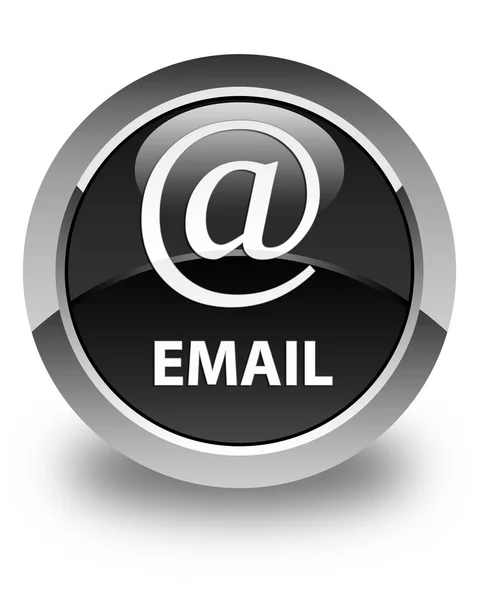Email (ícone de endereço) botão redondo preto brilhante — Fotografia de Stock