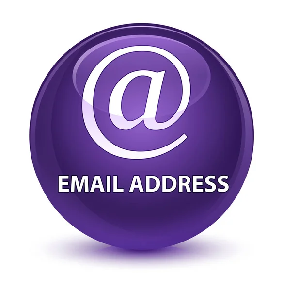 E-mail adres szklisty fioletowy okrągły przycisk — Zdjęcie stockowe