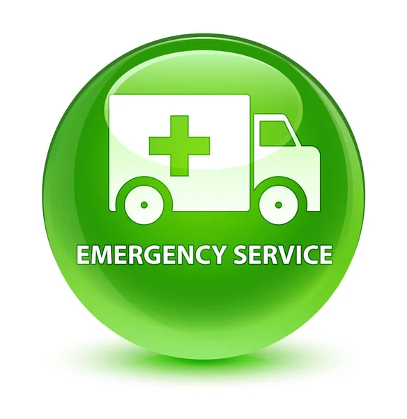Räddningstjänsten glasartade gröna runda knappen — Stockfoto