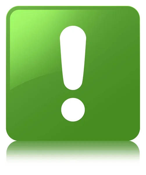 Символ восклицательного знака мягкая зеленая кнопка квадрата — стоковое фото