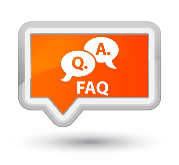 Faq (question answer bubble icon) prime orange banner button — Stock Photo, Image