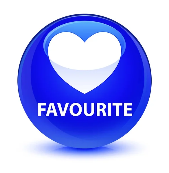 Favourite (heart icon) glassy blue round button — Stock Photo, Image