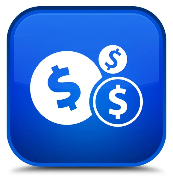Finanze dollaro segno icona speciale pulsante quadrato blu — Foto Stock