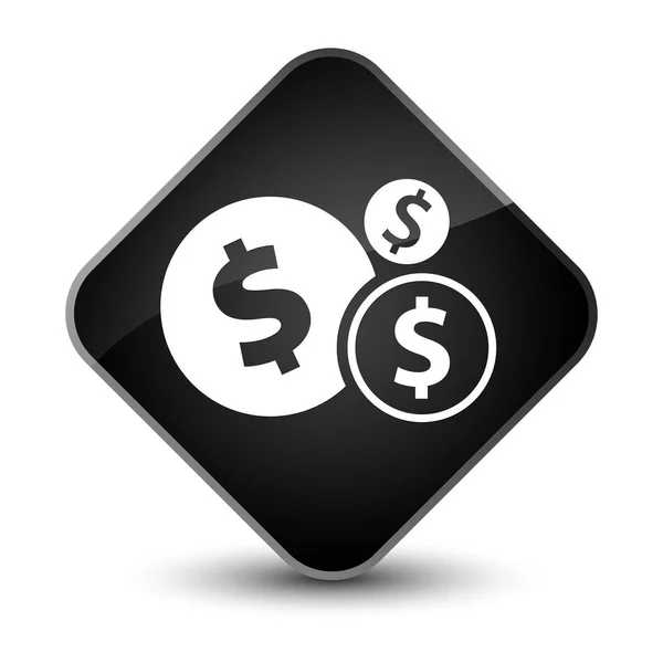 Finanziert Dollarzeichen-Symbol eleganter schwarzer Diamant-Knopf — Stockfoto