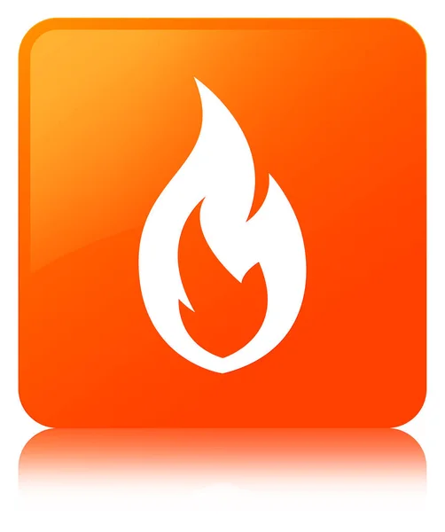 Oheň plamen ikonu oranžové čtvercové tlačítko — Stock fotografie