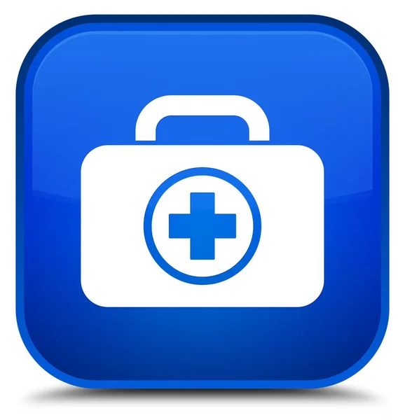 First aid kit icon special blue square button — Stock Photo, Image