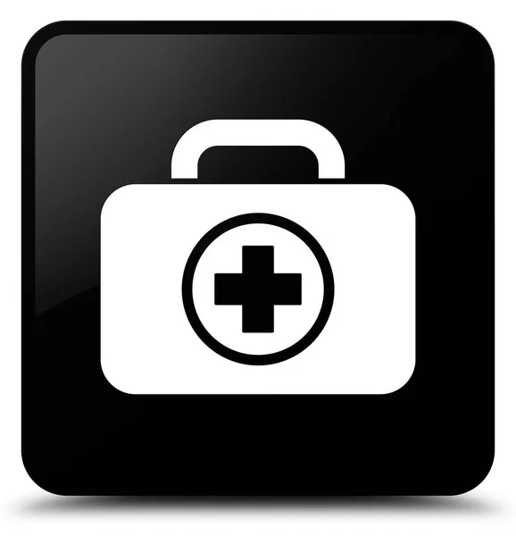 First aid kit icon black square button — Stock Photo, Image