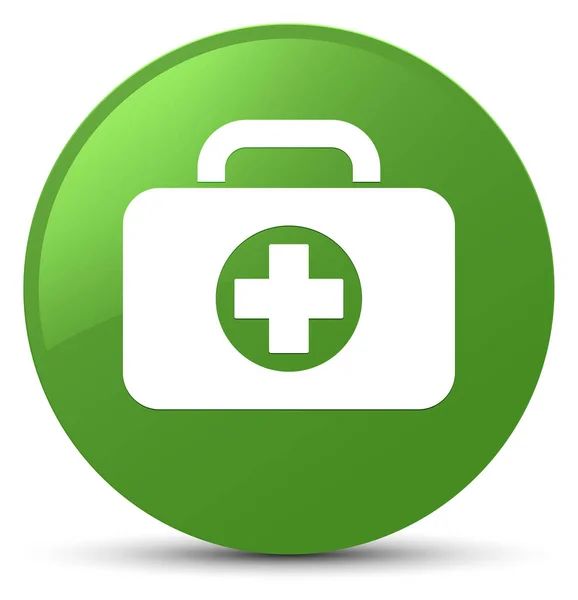 応急キット バッグ アイコン ソフト緑丸ボタン — ストック写真
