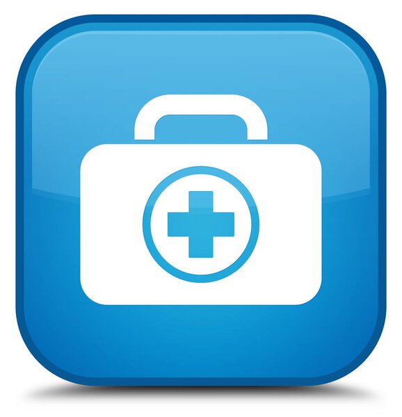 First aid kit icon special cyan blue square button