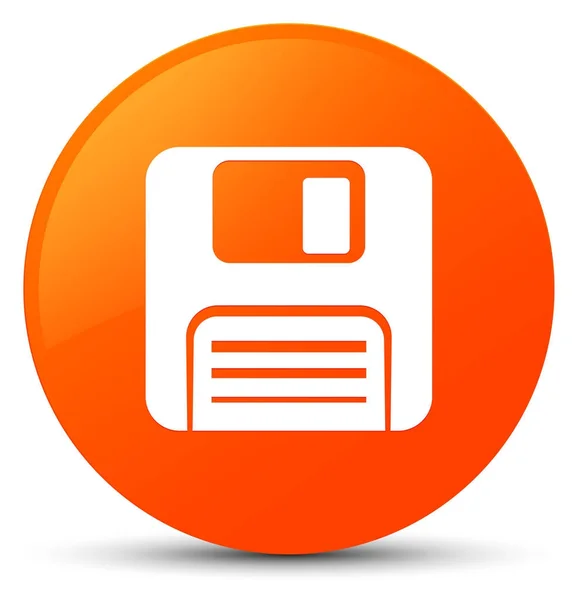 Ícone de disquete laranja botão redondo — Fotografia de Stock