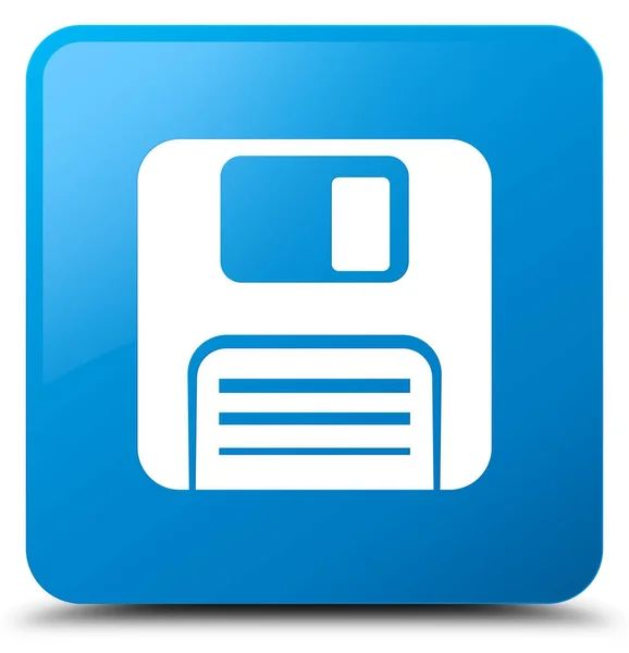 Ícone de disquete botão quadrado azul ciano — Fotografia de Stock