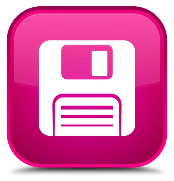 플로피 디스크 아이콘 특별 한 분홍색 사각형 버튼 — 스톡 사진