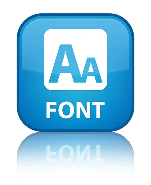 Font special cyan blue square button — Stock Photo, Image
